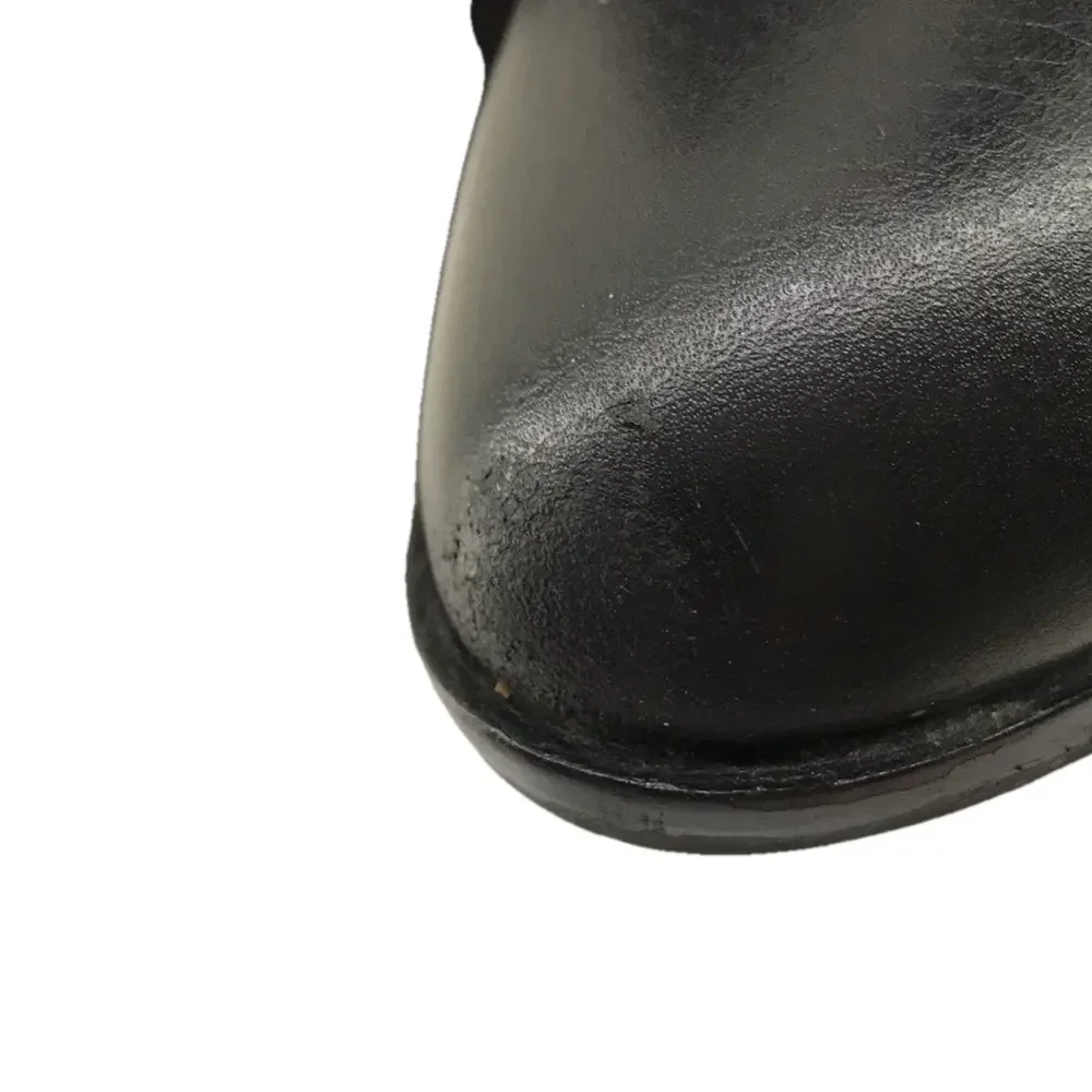 VINCE CAMUTO VC-Gravell Womens Black Ankle Heel Leather Buckle Side-Zip Boots—8M